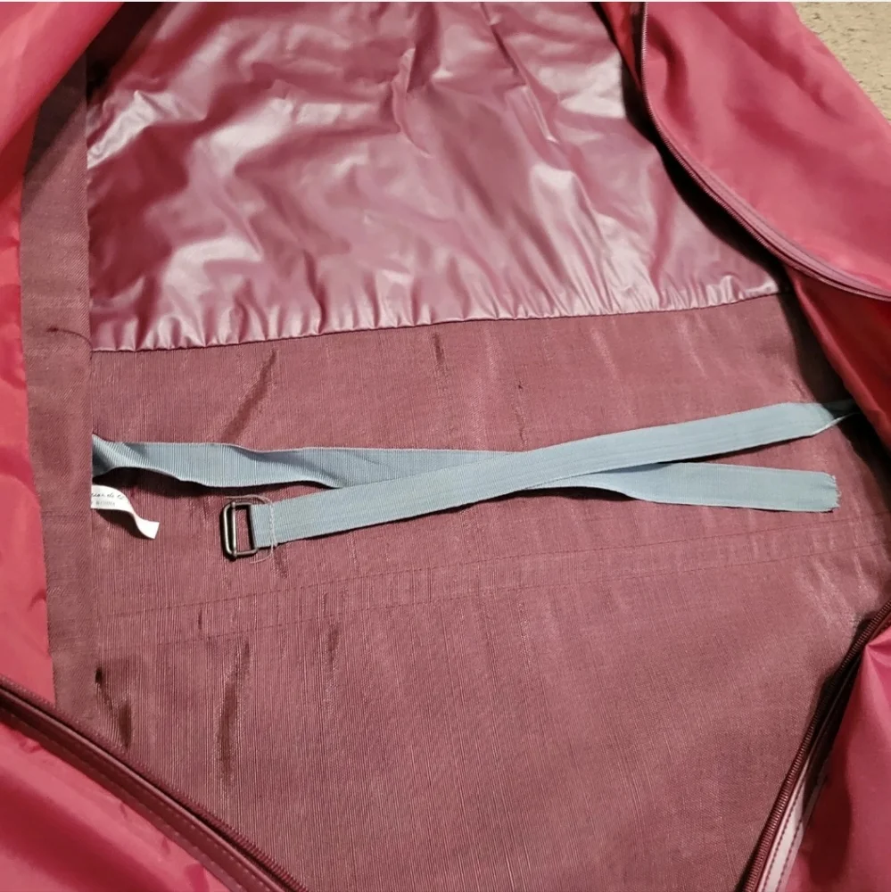 VTG Oscar De La Renta Travel Garment Bag Canvas Burgundy Carry On Luggage